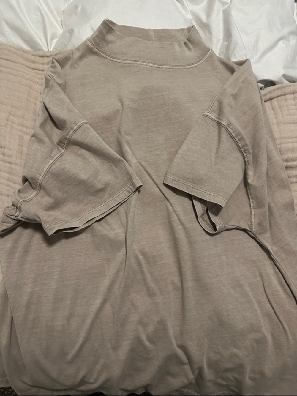 Free People Beige Short-Sleeve Top